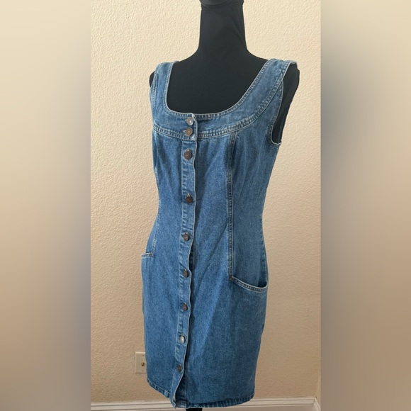 Vintage 80s Banana Republic Button Up Jean Dress Small - Picture 6 of 10
